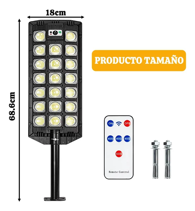 LUZ SOLAR EXTERIOR 100W CON SENSOR DE MOVIMIENTO - 2