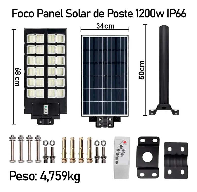 FOCO LED SOLAR PARA POSTE 1200W IP67 EXTERIOR ALTA POT - 2