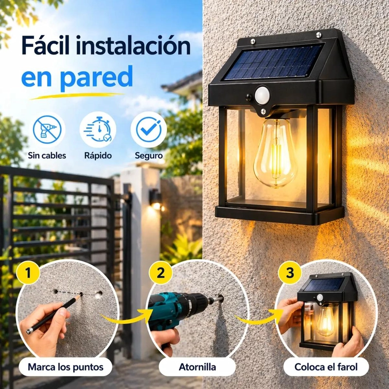 FAROL SOLAR LED EXTERIOR CON SENSOR PARA JARDIN Y CAMPING - 5