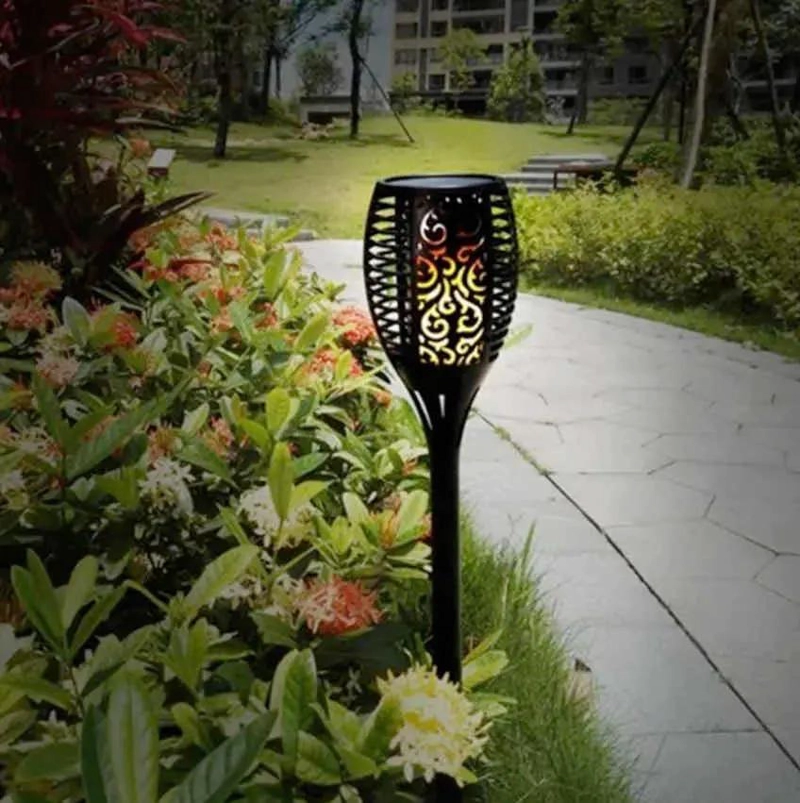 SET 6 ESTACAS LED SOLAR EFECTO LLAMA 49 CM - 2