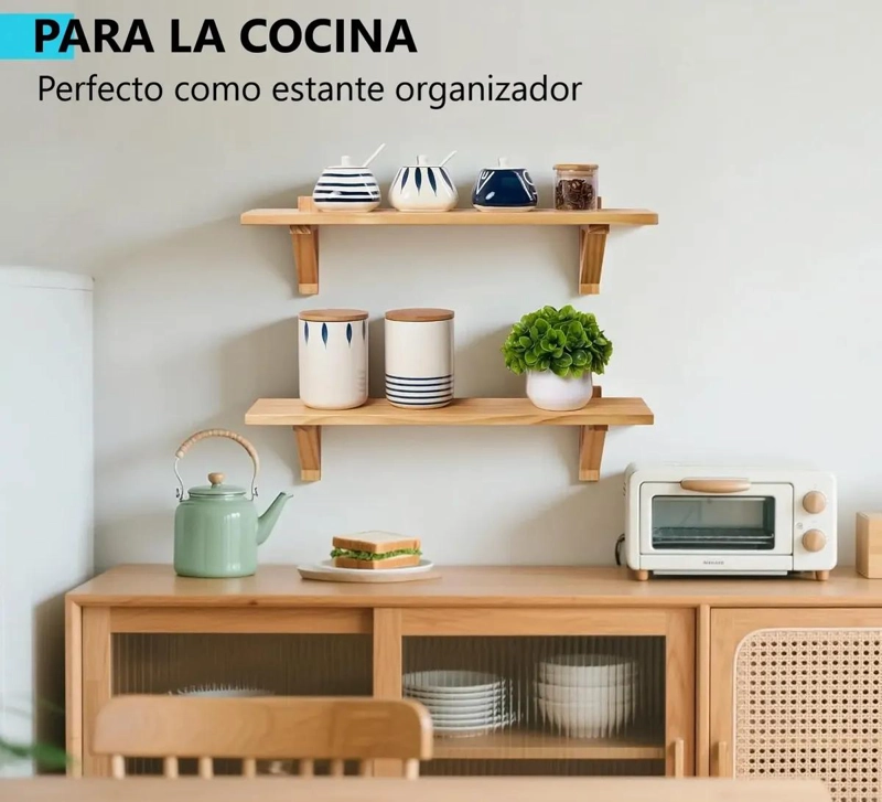ESTANTE ORGANIZADOR DE BAÑO CON REPISAS FLOTANTES MARRON - 5