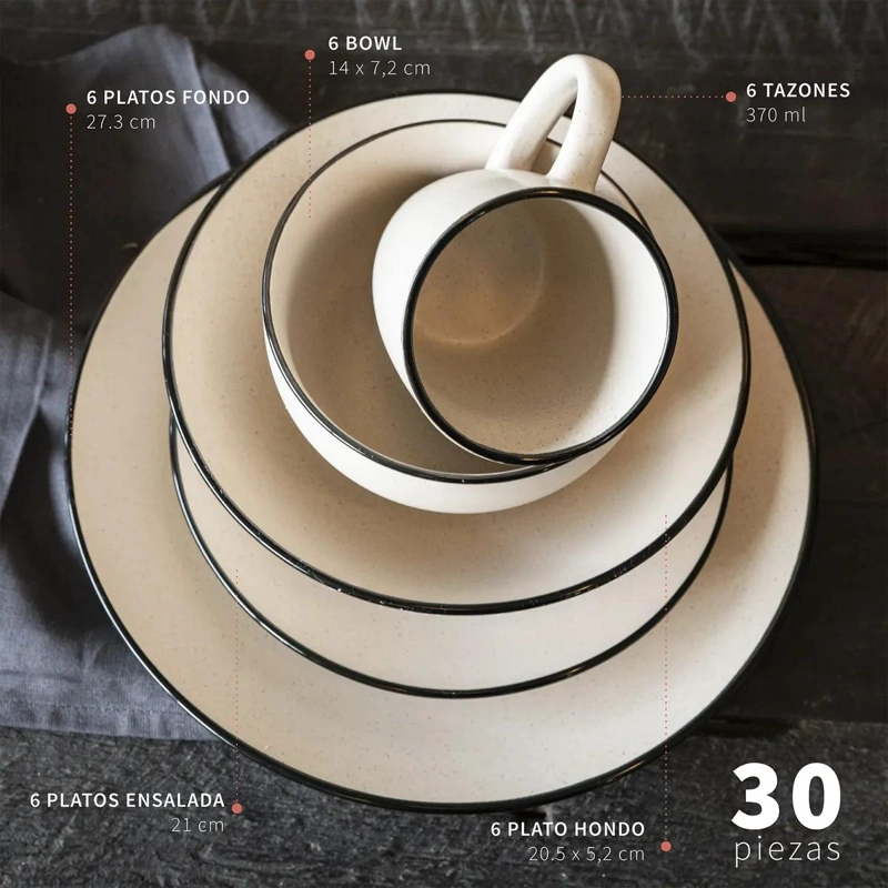 JUEGO DE LOZA CERAMICA 30 PIEZAS OPORTO - 4