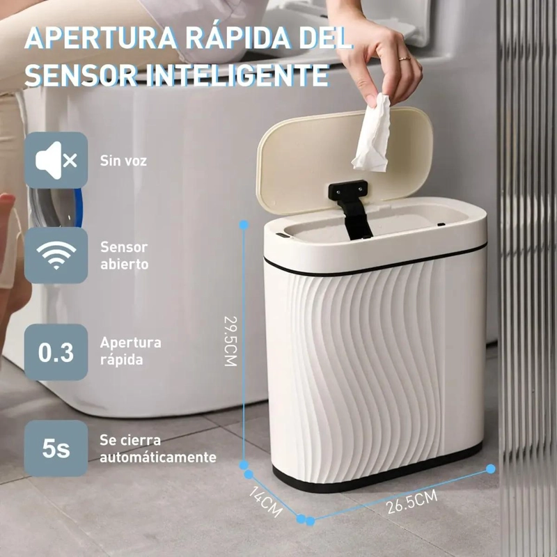 PAPELERO BASURERO AUTOMATICO CON SENSOR Y CEPILLO - 2