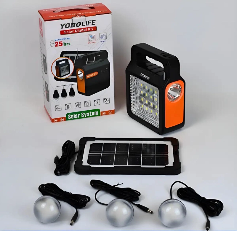 KIT DE EMERGENCIA SOLAR CON RADIO Y 3 AMPOLLETAS - 1