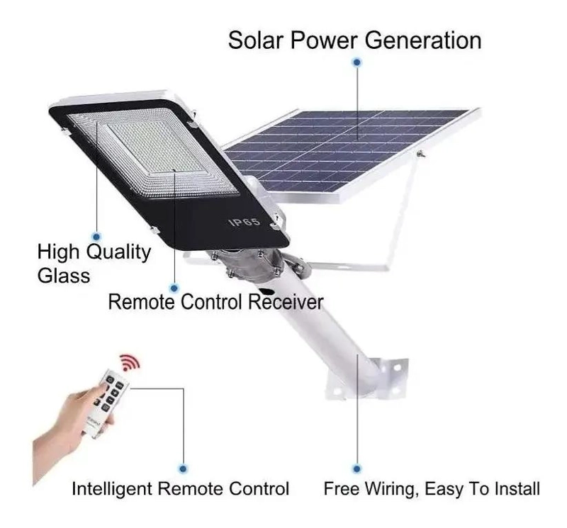 FOCO LED SOLAR 100W CON PANEL Y CONTROL REMOTO - 4