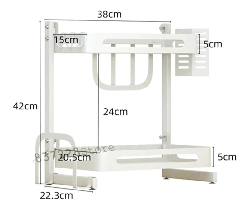 RACK ESTANTE ORGANIZADOR 2 NIVELES ACERO BLANCO - 2