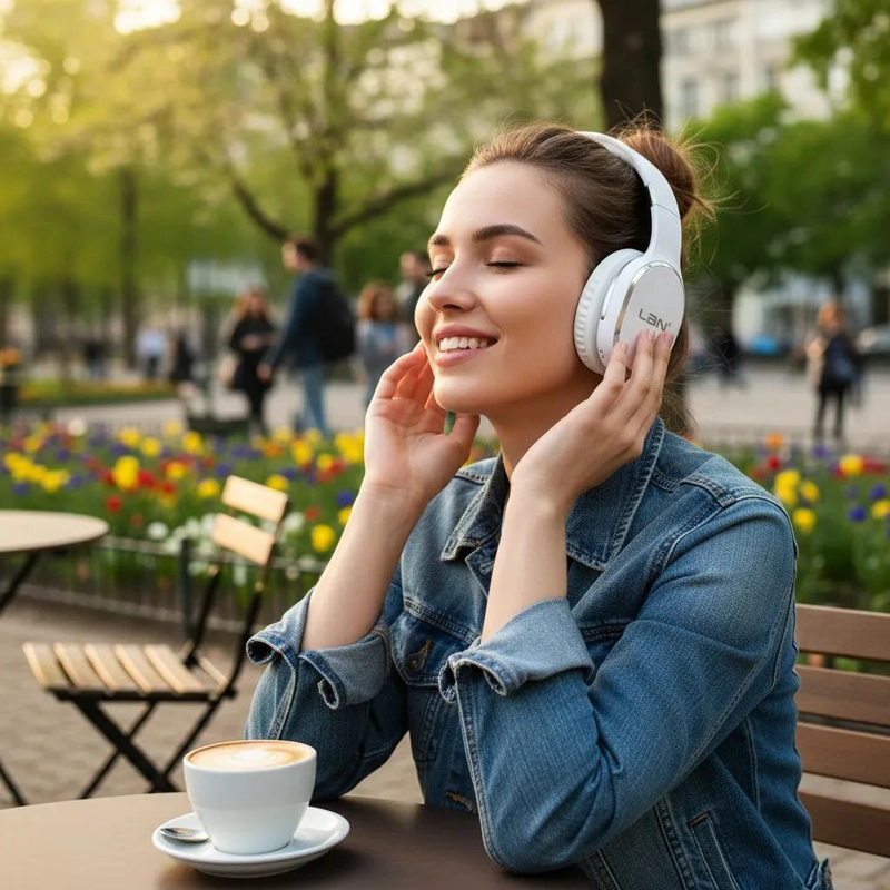 AUDIFONO INALAMBRICO BLUETOOTH BLANCO LBH68 - 5