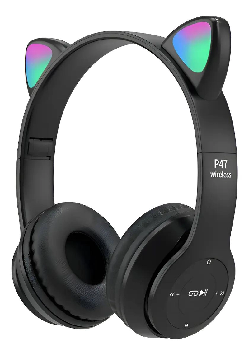 AURICULARES INALAMBRICOS CON LUZ LED MULTICOLOR ROSA - 1
