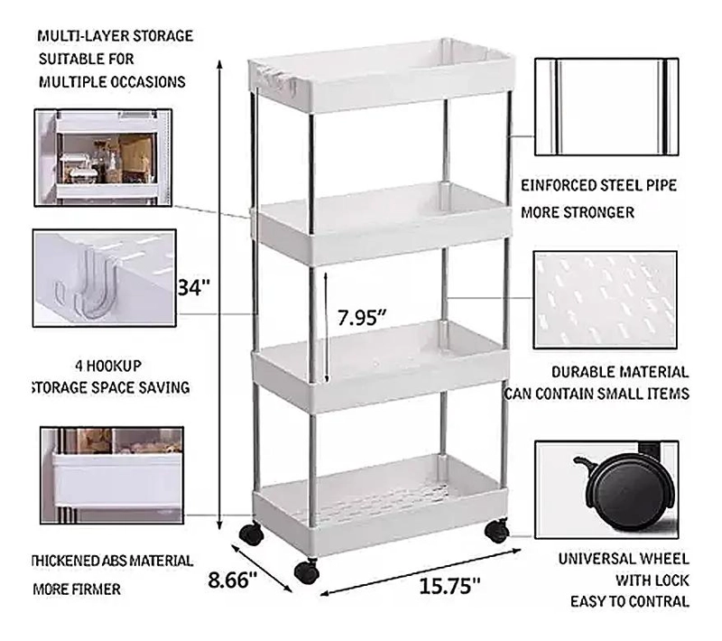 CARRITO ORGANIZADOR 4 NIVELES DELGADO PARA BAÑO O COCINA - 4