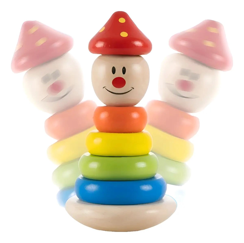JUGUETE EDUCATIVO PAYASO APILABLE DE MADERA MULTICOLOR - 1