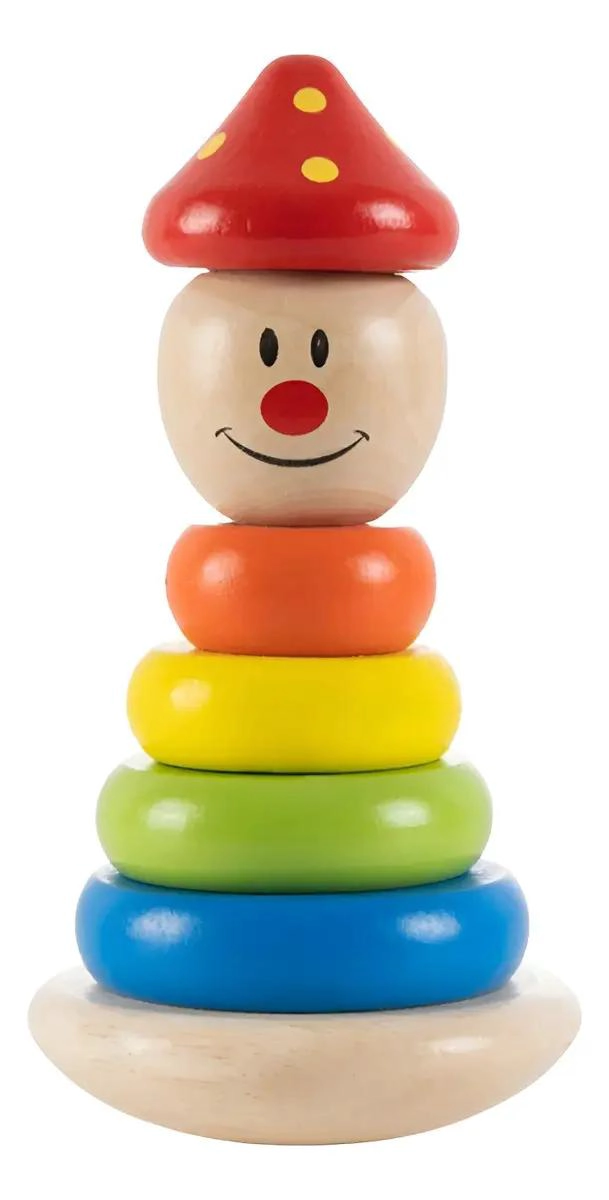JUGUETE EDUCATIVO PAYASO APILABLE DE MADERA MULTICOLOR - 2