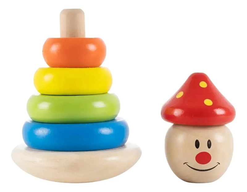 JUGUETE EDUCATIVO PAYASO APILABLE DE MADERA MULTICOLOR - 3