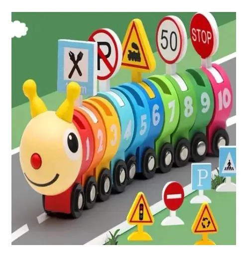 TREN ORUGA DIDACTICO DE MADERA PARA NIÑOS - 2