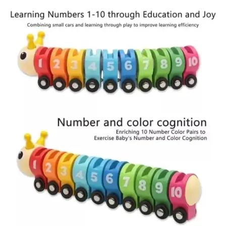TREN ORUGA DIDACTICO DE MADERA PARA NIÑOS - 5
