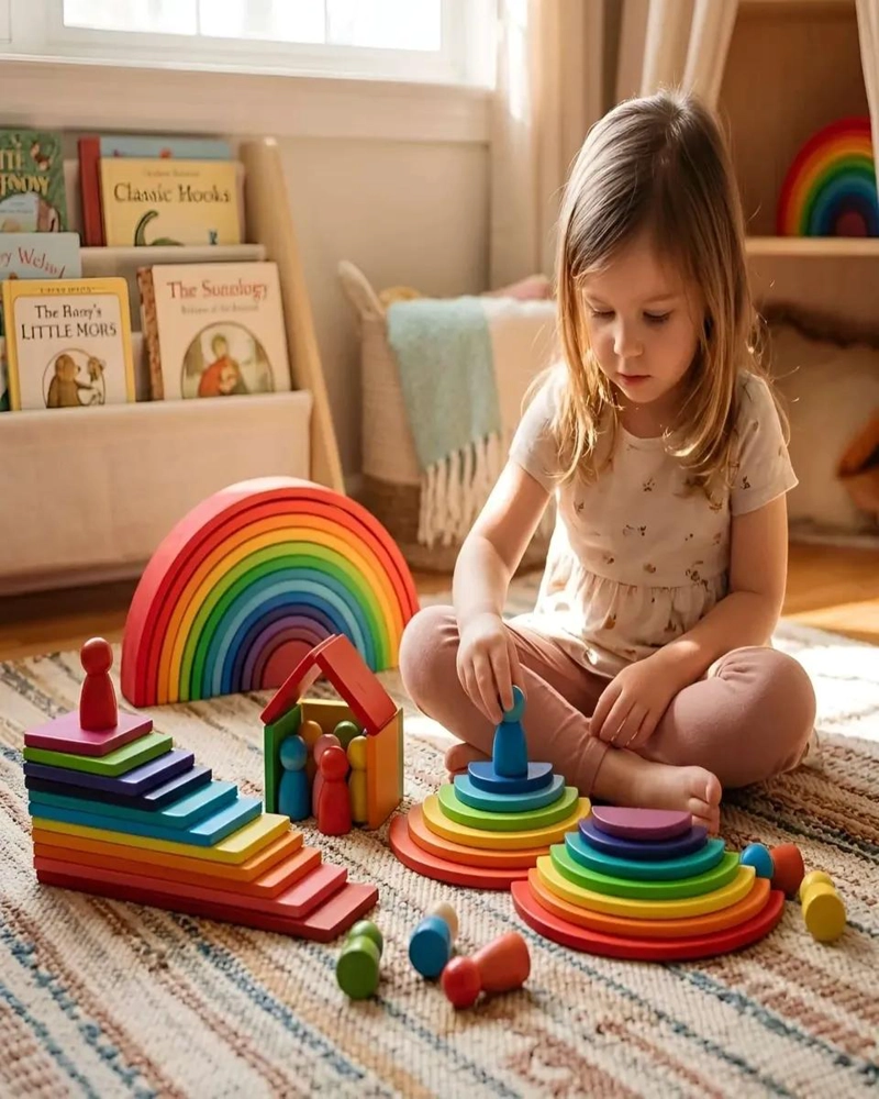 JUGUETE DIDACTICO MONTESSORI DE MADERA ARCOIRIS INFANTIL - 1