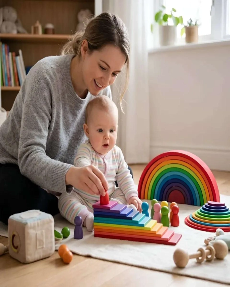 JUGUETE DIDACTICO MONTESSORI DE MADERA ARCOIRIS INFANTIL - 3