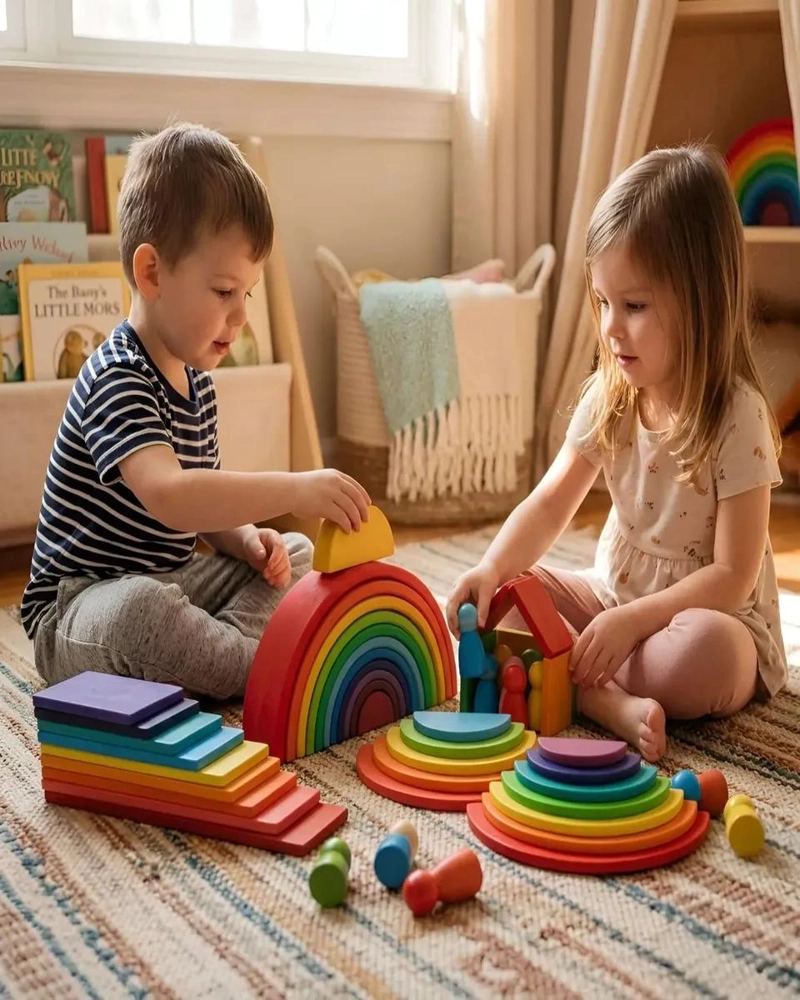 JUGUETE DIDACTICO MONTESSORI DE MADERA ARCOIRIS INFANTIL - 4