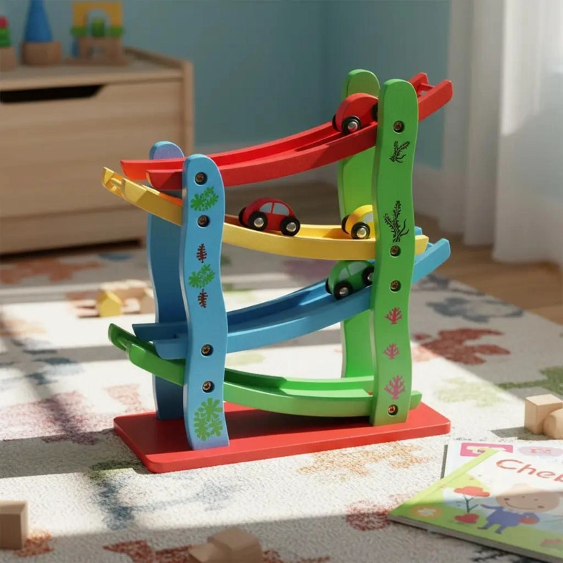AUTOPISTA DE MADERA DIDACTICA PARA NIÑOS - 1