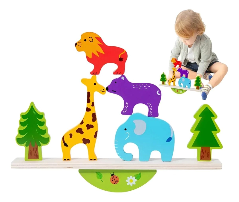 BLOQUES DE MADERA ANIMAL SELVA JUEGO DIDACTICO - 1