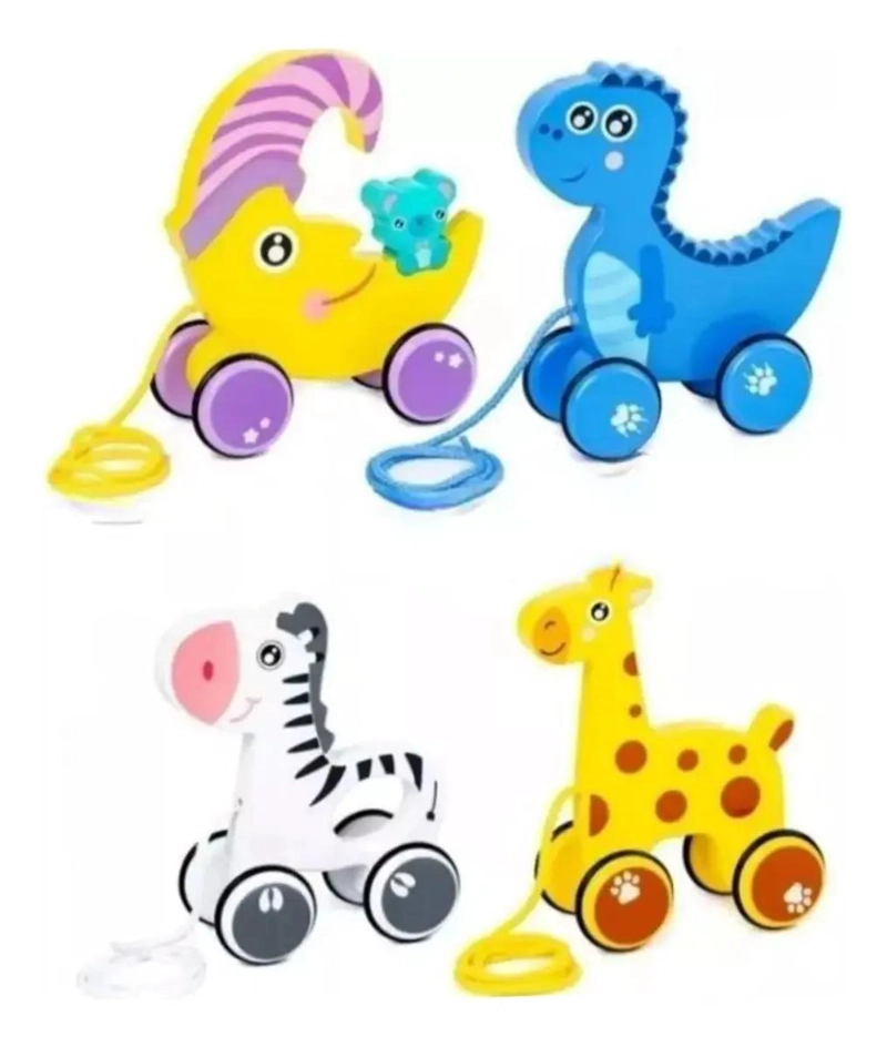 PACK 4 ARRASTRES DE MADERA DIDACTICOS ANIMALES - 1