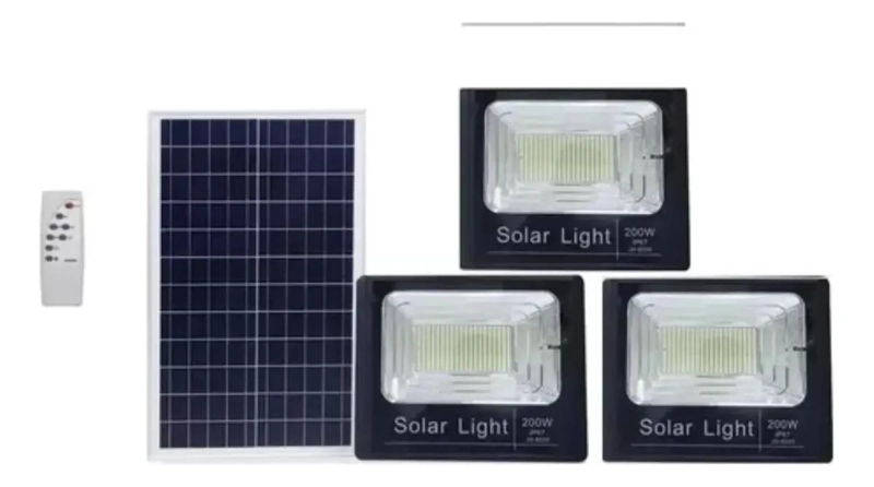 PACK 3 FOCOS LED SOLAR 200W CON PANEL Y CONTROL - 1
