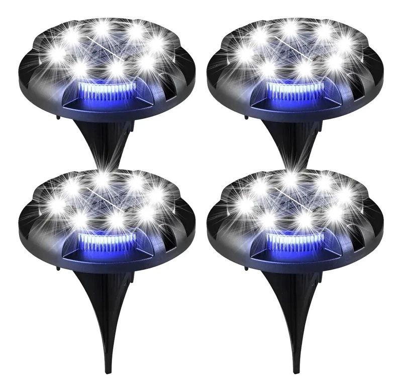 PACK 8 FOCOS SOLARES PARA PISO LED LUZ BLANCA - 1