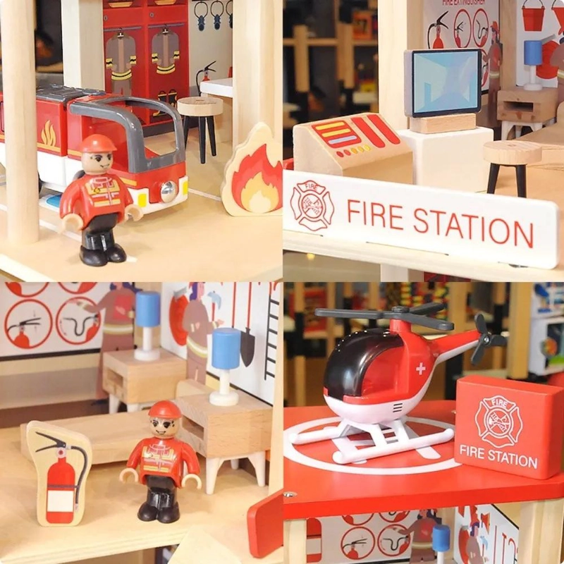 JUGUETE DIDACTICO ESTACION DE BOMBEROS DE MADERA - 5
