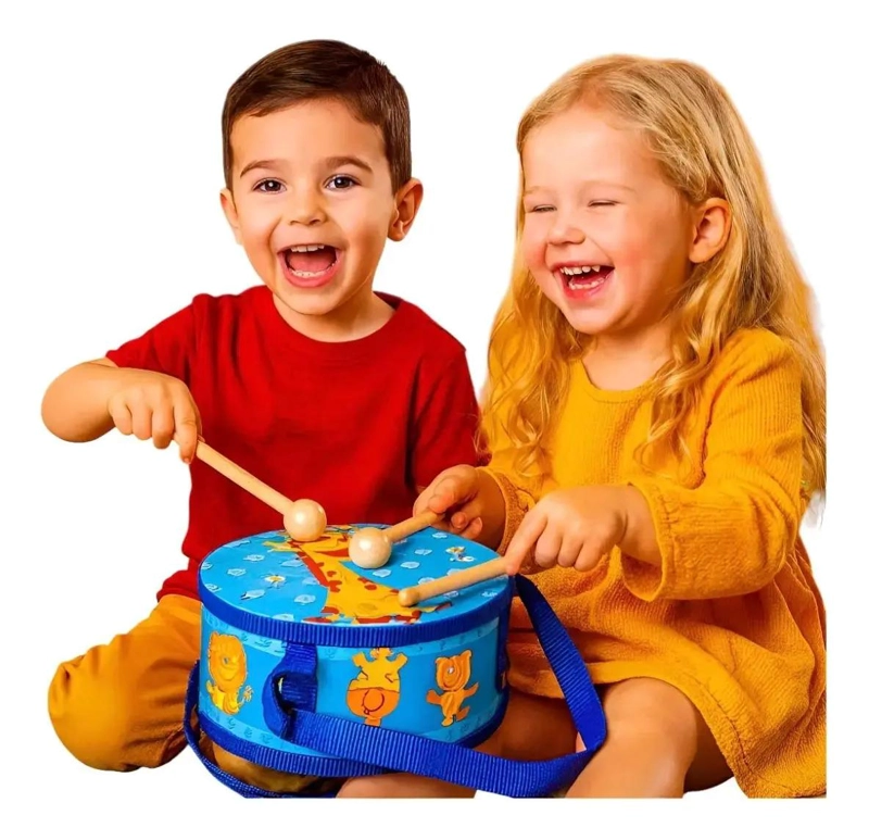 TAMBOR MUSICAL INFANTIL DE MADERA PARA NIÑOS - 1