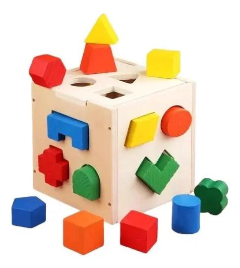 CUBO EDUCATIVO MONTESSORI CON FORMAS PARA NIÑOS - 1