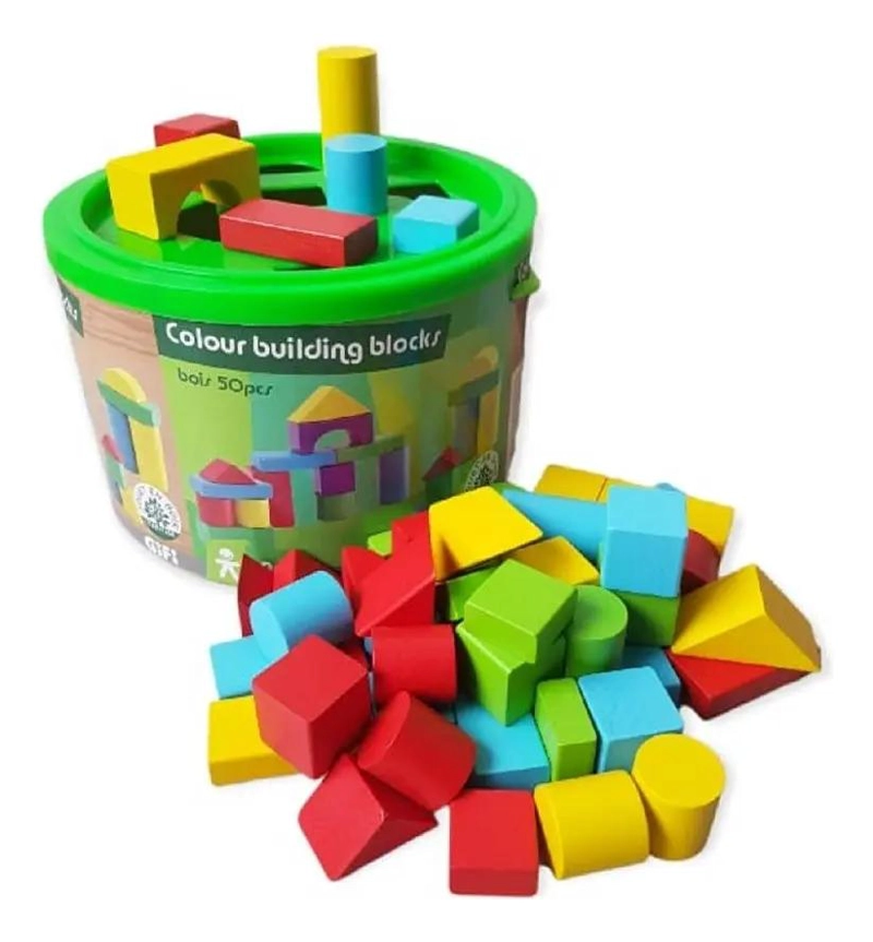 BALDE CON 50 FIGURAS GEOME TRICAS DE MADERA - 2