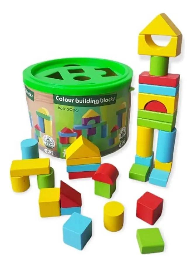 BALDE CON 50 FIGURAS GEOME TRICAS DE MADERA - 4