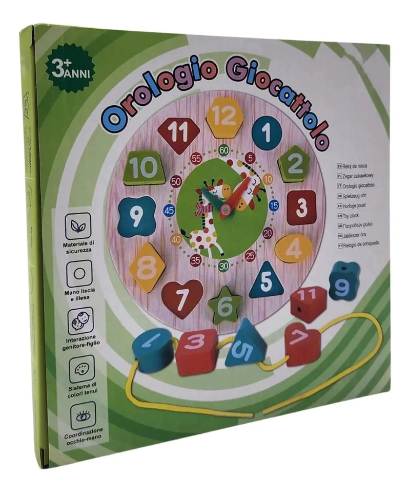 JUEGO EDUCATIVO RELOJ DE ENCAJE EN MADERA - 1