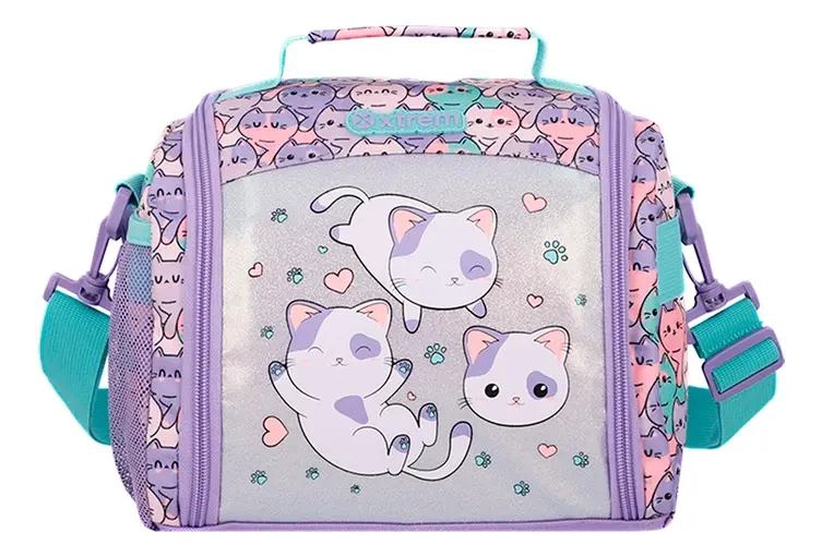 LONCHERA TE RMICA CON DISEÑO DE GATOS COLOR LILA - 1