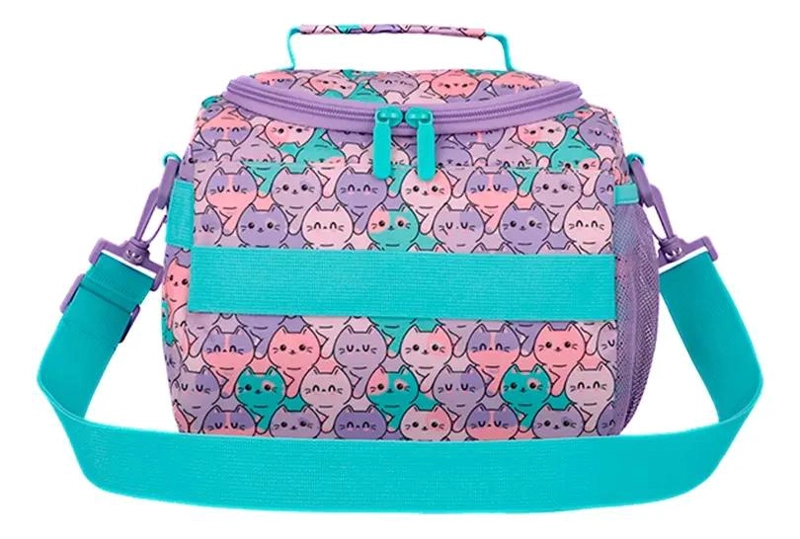 LONCHERA TE RMICA CON DISEÑO DE GATOS COLOR LILA - 3