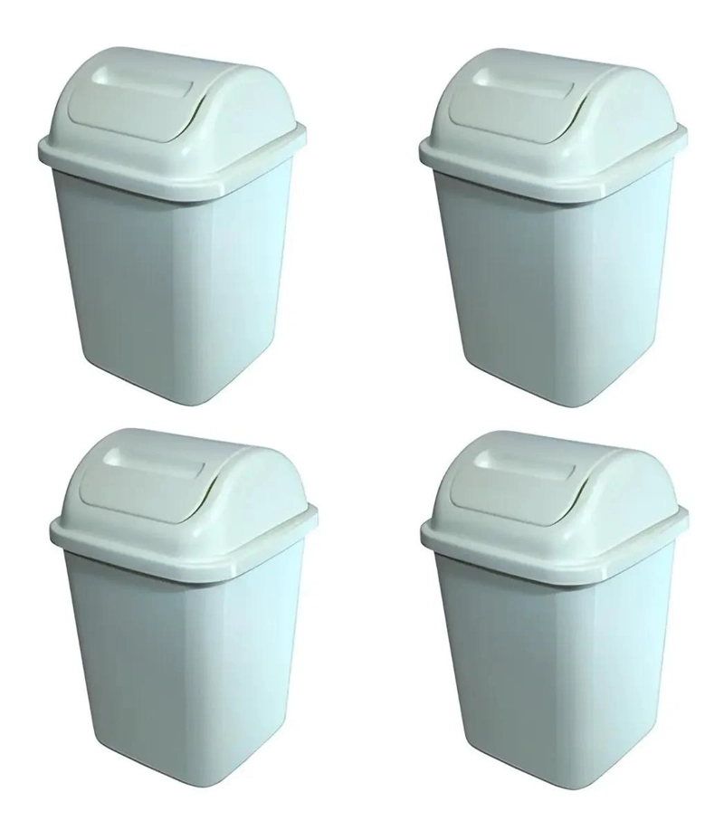 PACK 4 BASUREROS PLASTICOS 10 LITROS PARA BAÑO - 1
