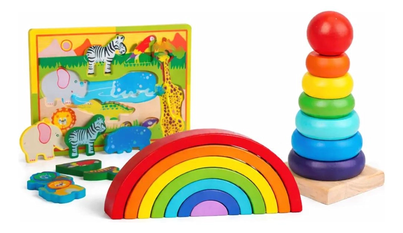 PACK 3 JUGUETES MONTESSORI DE MADERA PARA BEBE - 2