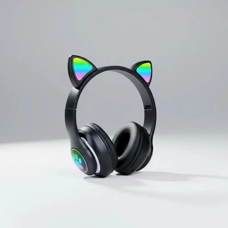 AUDIFONOS GAMER INALAMBRICOS CON OREJAS RGB PARA PC - 1