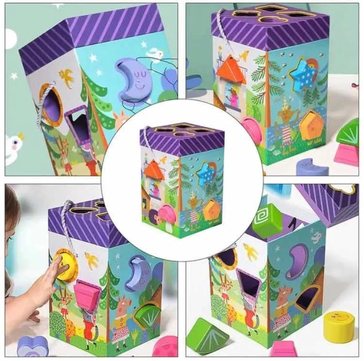 JUEGO DIDACTICO CAJA BLOQUES DE MADERA PARA NIÑOS - 5