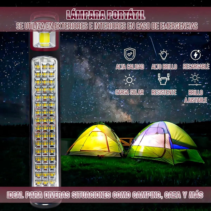 LAMPARA DE EMERGENCIA SOLAR RECARGABLE 48 LED - 3
