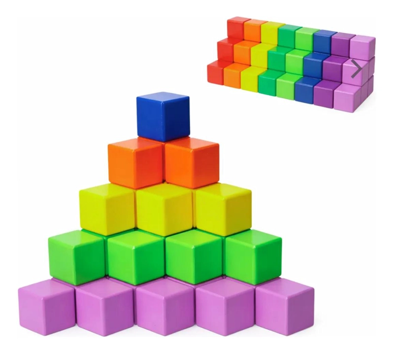 SET 100 BLOQUES DE CONSTRUCCION DE MADERA MONTESSORI - 1