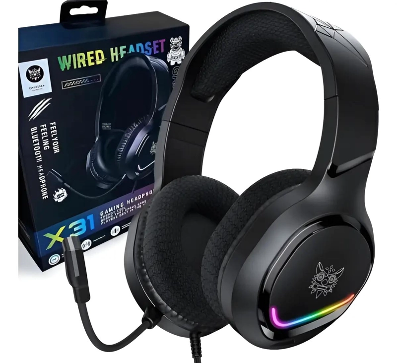 AUDIFONOS GAMER PROFESIONALES X31 CON MICROFONO Y LUZ LED - 2
