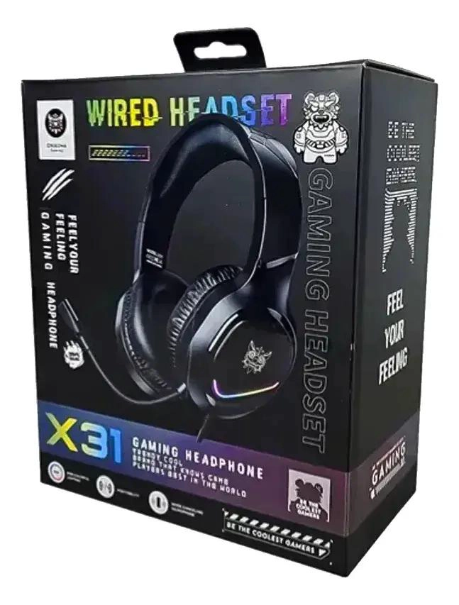 AUDIFONOS GAMER PROFESIONALES X31 CON MICROFONO Y LUZ LED - 3