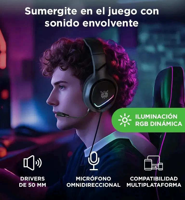 AUDIFONOS GAMER PROFESIONALES X31 CON MICROFONO Y LUZ LED - 4