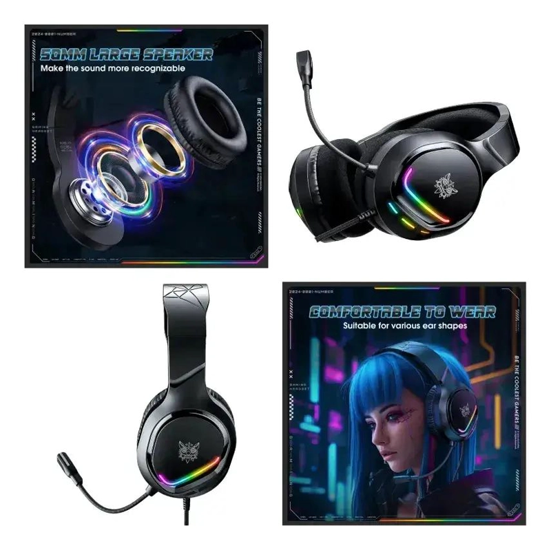 AUDIFONOS GAMER PROFESIONALES X31 CON MICROFONO Y LUZ LED - 5