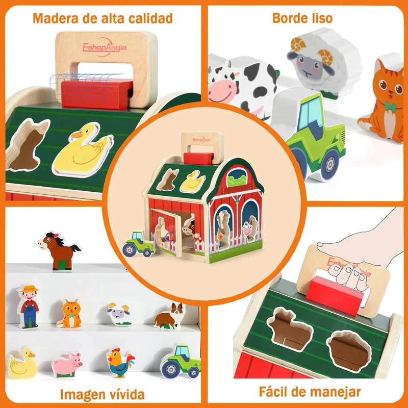 JUGUETE DIDACTICO GRANJA ANIMALES MADERA ENCAJE - 3