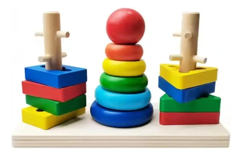 JUGUETE DIDACTICO APILABLE Y ENCAJE 3 COLUMNAS PARA NIÑOS - 1