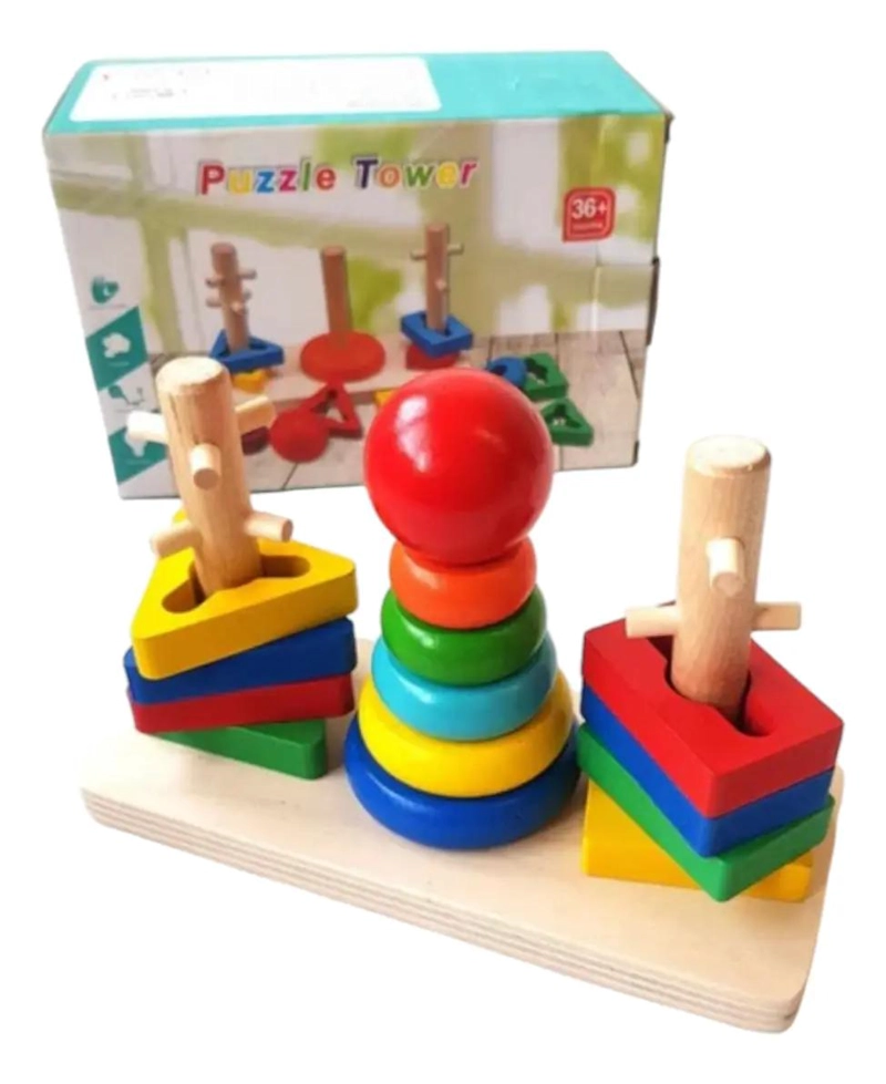 JUGUETE DIDACTICO APILABLE Y ENCAJE 3 COLUMNAS PARA NIÑOS - 2