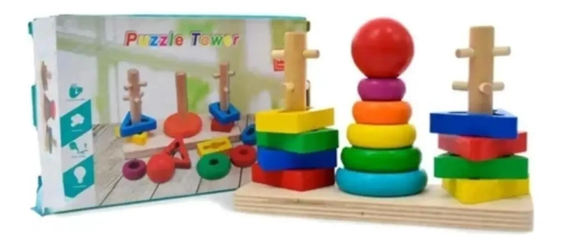 JUGUETE DIDACTICO APILABLE Y ENCAJE 3 COLUMNAS PARA NIÑOS - 4