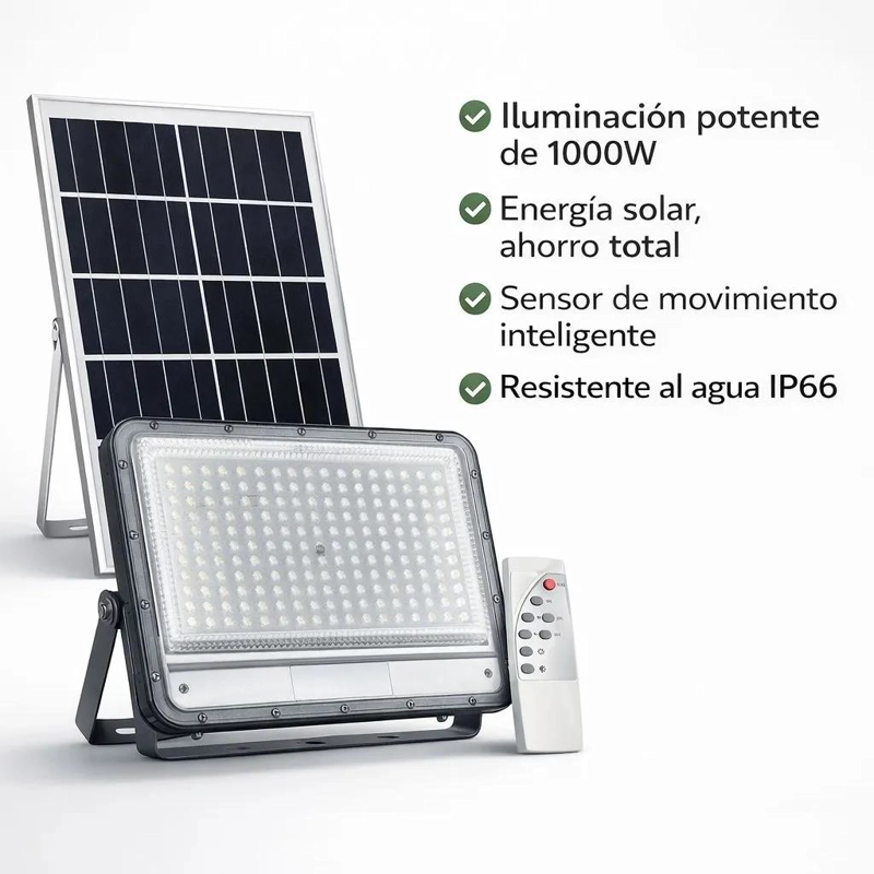 FOCO SOLAR LED 1000W EXTERIOR CON SENSOR DE MOVIMIENTO - 5