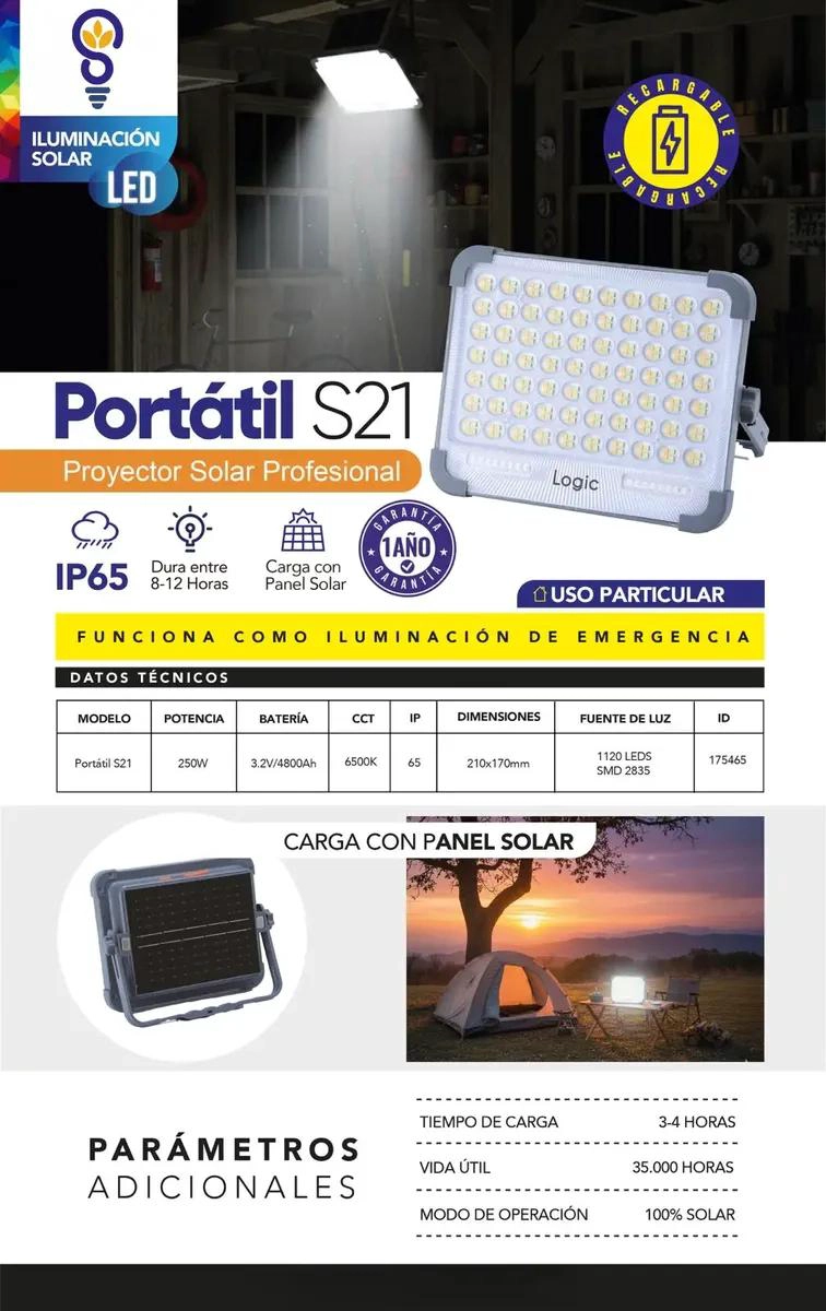 PROYECTOR LED SOLAR PORTATIL 250W IP65 CON SOPORTE MAGNE T - 2